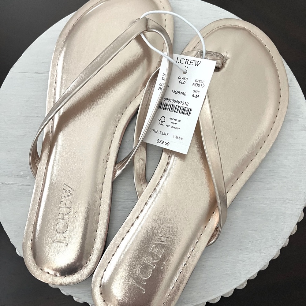 J.crew- thong sandals- size 5 - rose gold